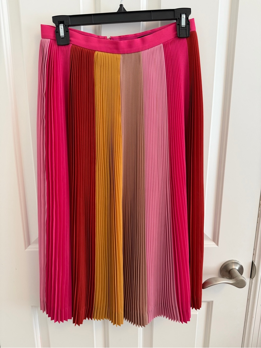 J.Crew Pleated Multicolor Midi Skirt - Pink, Red & Mustard
